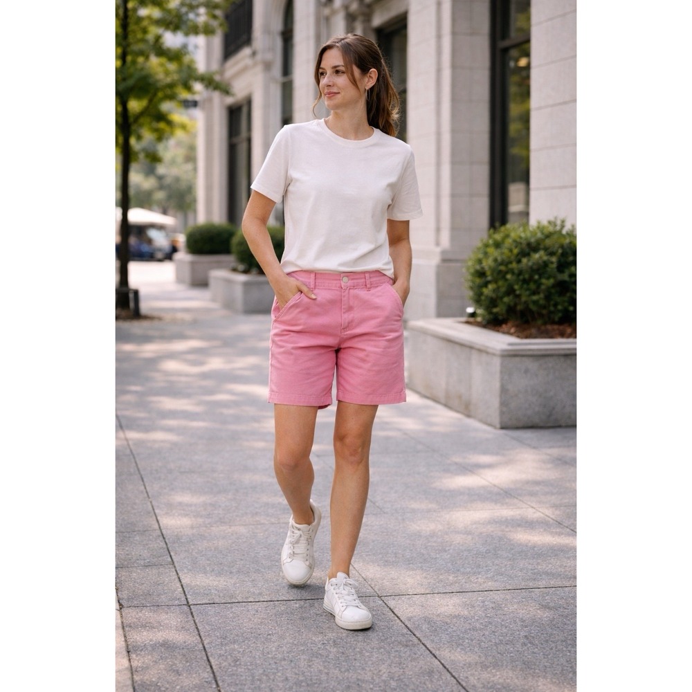 J.Crew Stretch Chino Shorts Womens 0 Pink City Fit Polka Dot Lined Cotton